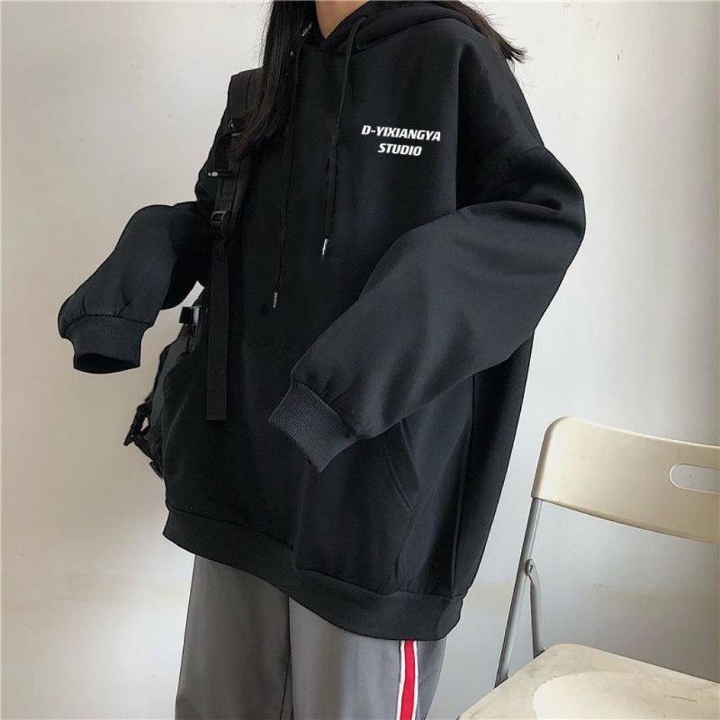 Sudadera con capucha Ins para mujer más terciopelo otoño invierno nueva oversize manga larga coreana holgada chaqueta moderna