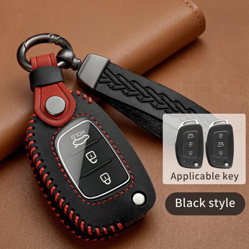 Leather Smart Key Fob Cover For Hyundai Ix35 Sonata Elantra Tucson Santa Fe Creta Palisade Kia K5 K3 Sportage Sorento Key Case
