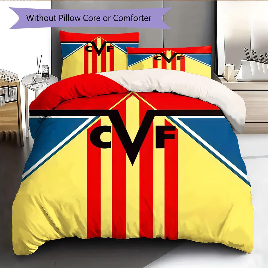 Villarreal logo Bedding Quilt Set Quilt Cover Pillowcase Home Decoration Birthday Gift (1 * duvet cover + 2 * pillowcase, without core)
