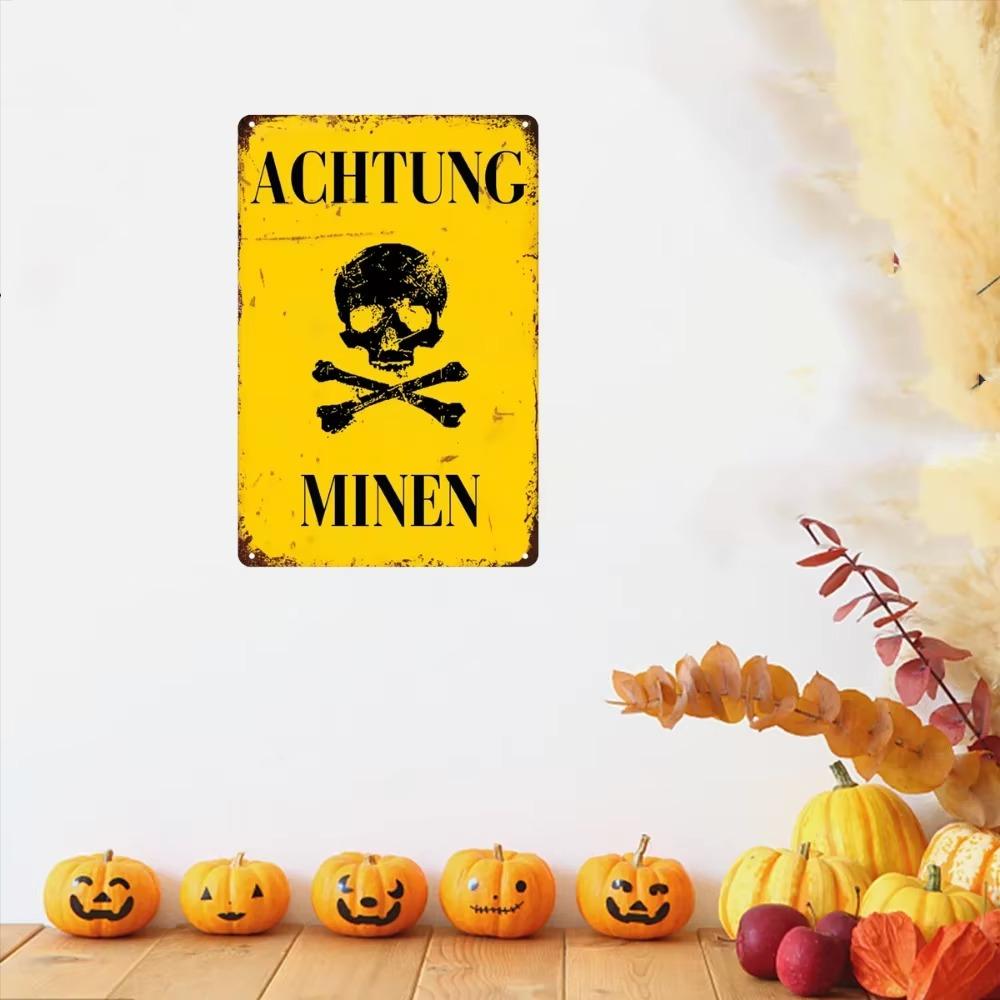 Durable Metal Signs Military Style Tin Warning Sign for Mines Ideal as Man Cave Plaques Poster for Yard Garage Wall Decoration