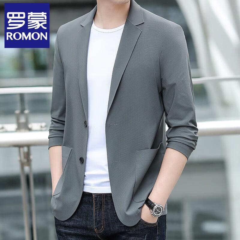 Romon Men s Summer Ice Silk Business Casual Blazer 170/M