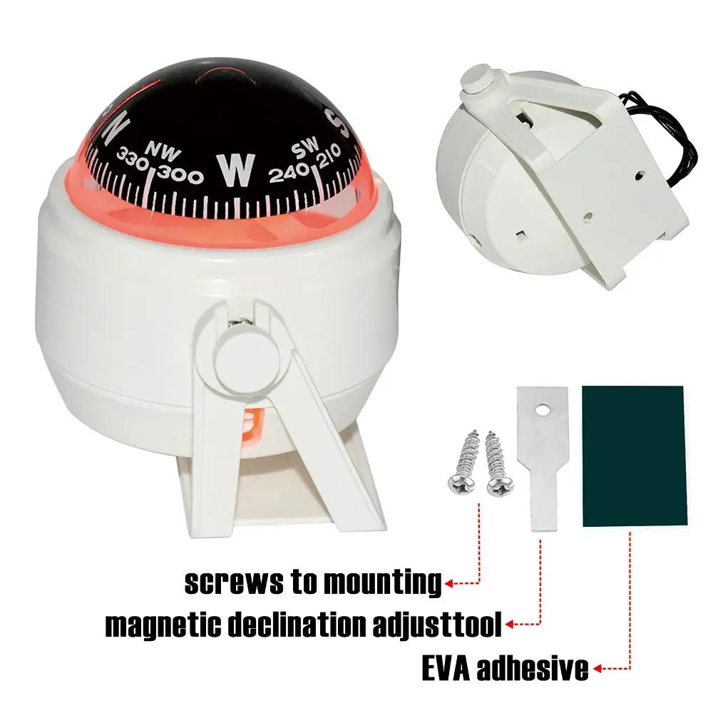 Waterproof Navigation Positioning Car Boat Compass Marine Sailing Compass With Electronic LED Light Nautical Compass