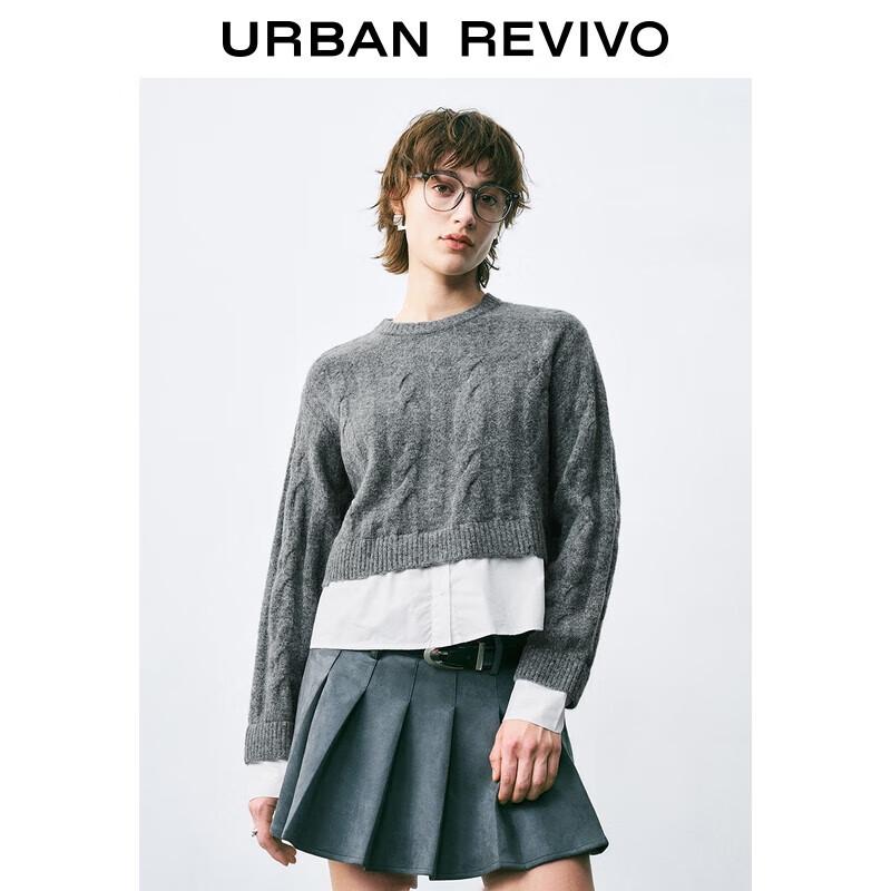 

UR Women s Faux Two-Piece Patchwork Knit Sweater XS