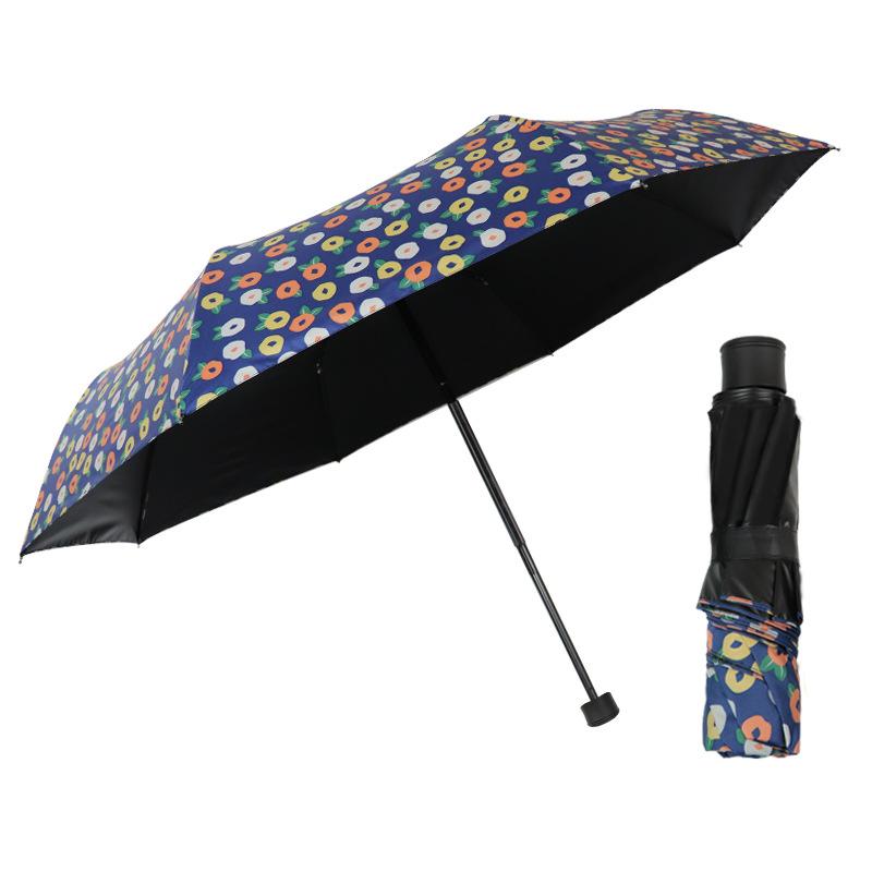 Fully Automatic Dual-use Sunny and Rainy Female Three Fold Black Plastic Sun Protection UV Protection