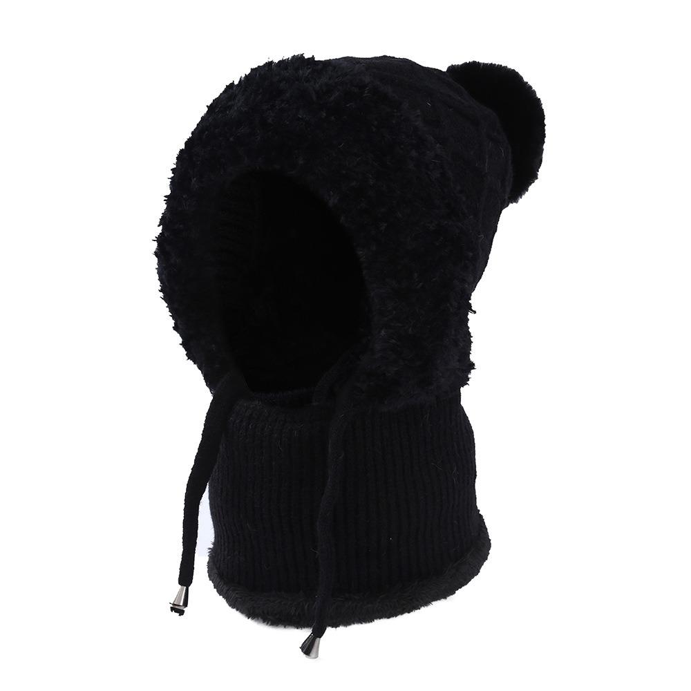 Fluffy Texture Warmth Cover Hat Neck Integrated Hat  Winter Season Outdoor Activities