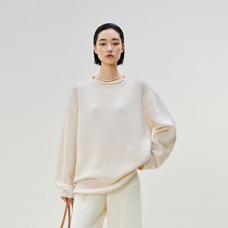 

LESS 2025 Spring Loose Round Neck Long Sleeve Pullover Sweater L