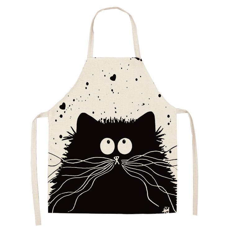 Nordic Cat Linen-Like Sleeveless Kitchen Apron