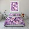 Purple Floral Peony Pattern Bedding Duvet Cover Set  (1*Duvet Cover 2*Pillowcases, Without Duvet Insert)