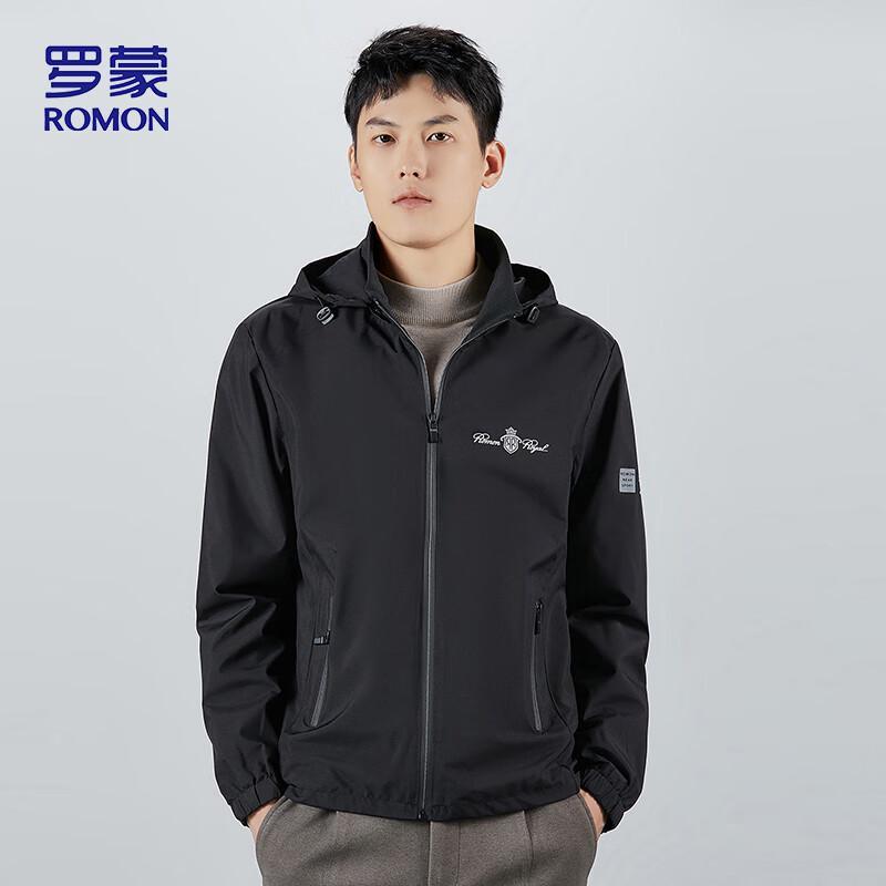 ROMON Men's Hooded Business Casual Jacket