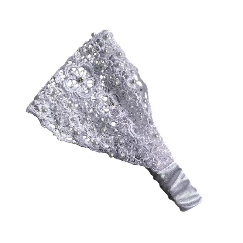 

Білий обідок для волосся з бісером, з широким краєм - Модний жіночий аксесуар для волосся