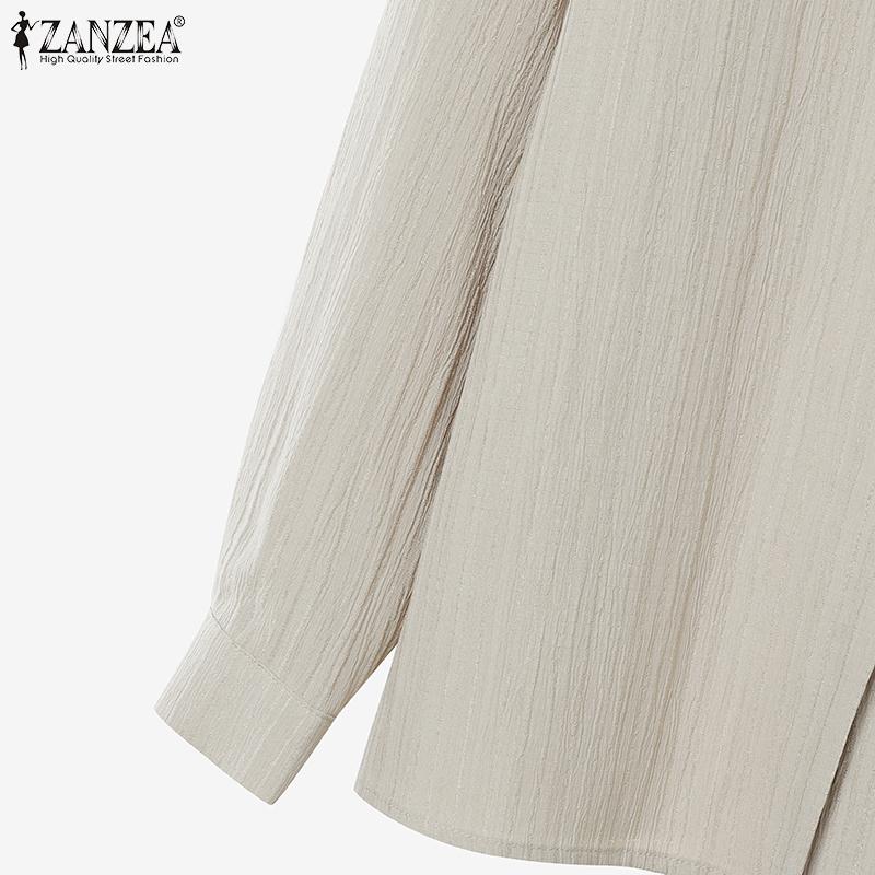 ZANZEA Women Long Sleeve Button Blouse and Pants Casual Two Piece Suit Sets