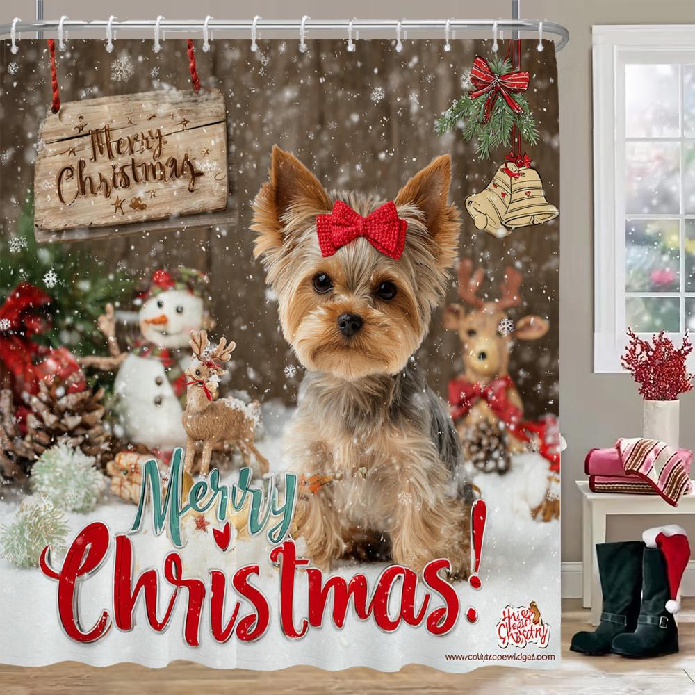 Merry Christmas dinosaur cat Print Bathing Curtain Bathroom Shower Curtain With Hooks bathroom home decor and accessories