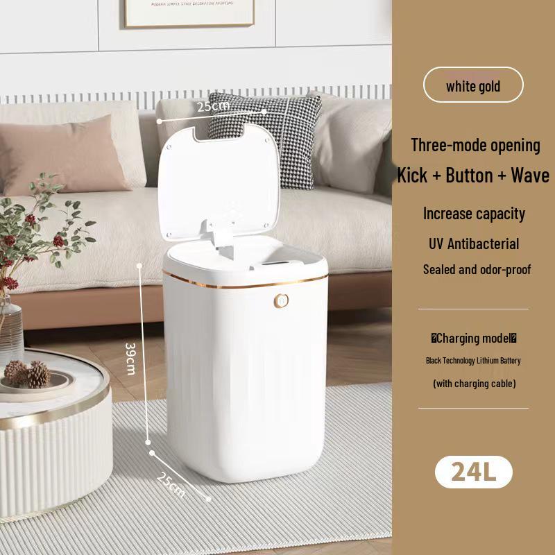 

Повністю автоматичний розумний індукційний смітник з водонепроникною кришкою для дому та кухні 2023 (Великий)