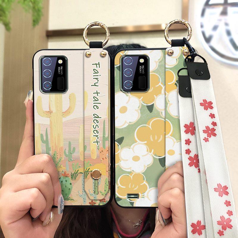 Phone Holder Kickstand Phone Case For Oukitel C25 Dirt-resistant Fashion Design Waterproof Wrist Strap Oil Painting Ring