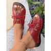 Ladies' Flat Bottomed Casual Slippers, Women's Summer Thick Soled Hollow Bow Sandals, Breathable and Comfortable
