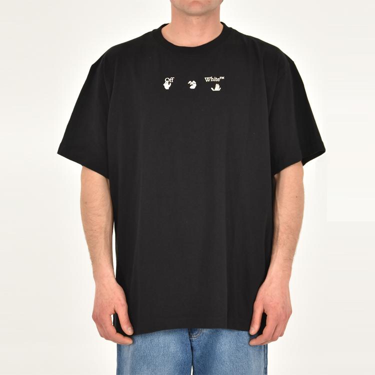 Off-White Red Marker Over Tee Black Men Tops OMAA038S21JER0021025