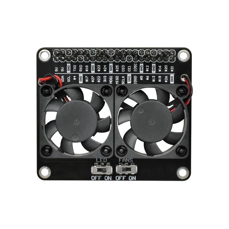 Raspberry Pi 4B/5 Dual RGB LED Cooling Fan Module with Expansion Board Dual Fan Cooling Module
