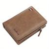 Men PU Leather Short Wallet with Zipper Coin Pocket Vintage Big Capacity Male Short Money Purse Card Holder