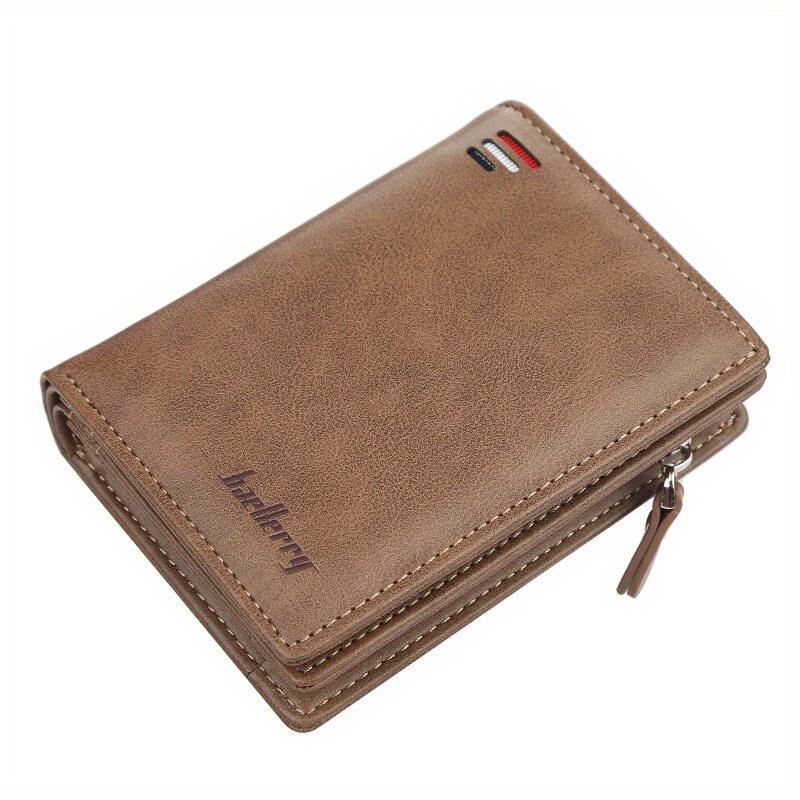 Men PU Leather Short Wallet with Zipper Coin Pocket Vintage Big Capacity Male Short Money Purse Card Holder