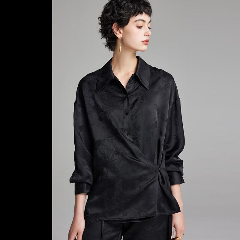 Wudao Women s Silk Jacquard Lapel Shirt XL