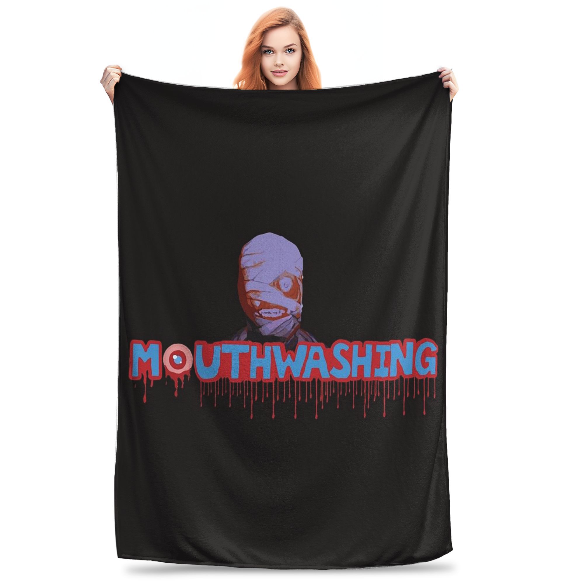 

Flannel Throw Blanket Horror Game Mouthwashing Warm Plush Blankets Soft Bedspread for Bed Living room Home Travel Sofa 80x120cm