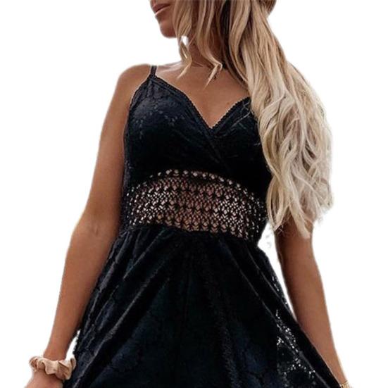 Plaj Elbisesi Oymalı Dantel Yaz V Yaka Uzun Elbise Şort Plaj için Tulum