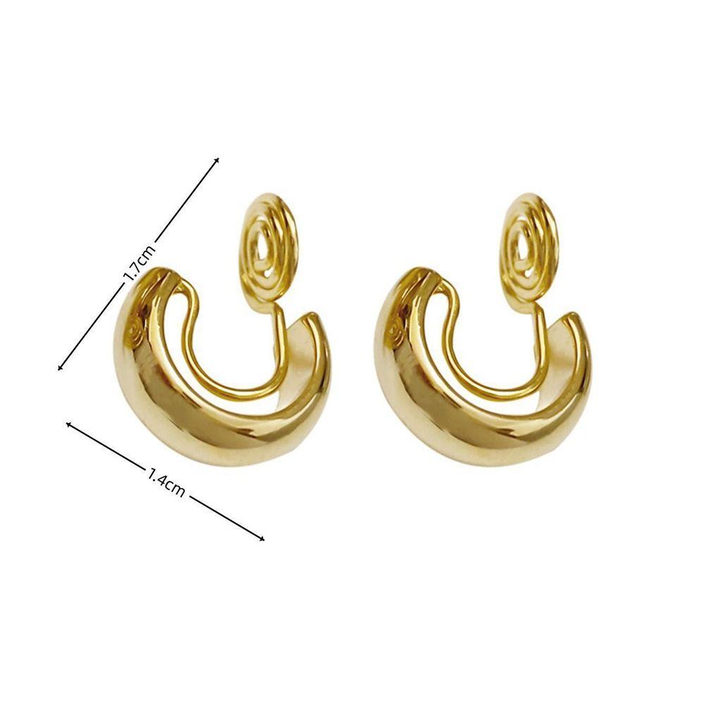 1Pairs Fake Gold Clip Earrings Non Pierced Hip Hop Earring New Hoop Earrings  Jewelry Accessories