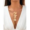 Tassel Ginkgo Leaf Gold Necklace Necklace Female Fashion 2024 Spring Trendy Special-Interest Design Deep V Sexy Ornament
