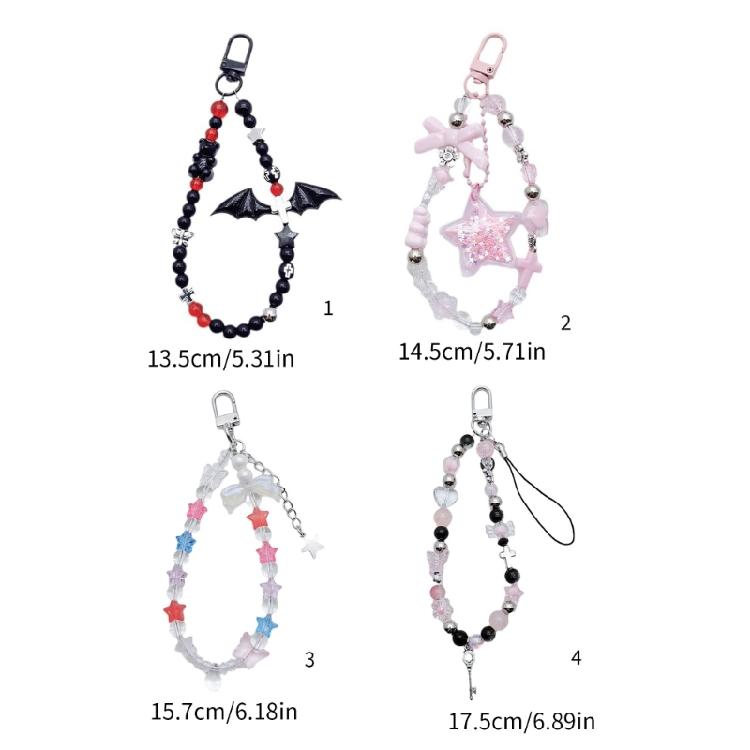 Fledermaus-Anhänger Handy-Schlaufen Schlüsselanhänger Kristall-Stern-Anhänger Kette Handy-Lanyard