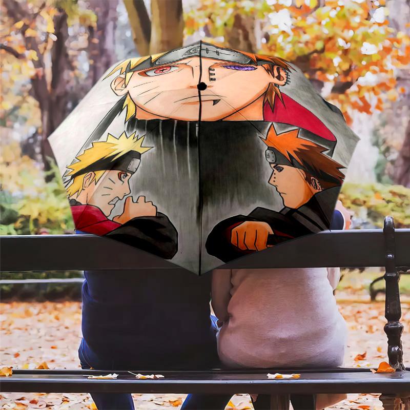 1 PC Automatic Folding Umbrella - Naruto Vs Pain Pattern Portable Foldable Design With 8 Ribs Christmas Birthday Gifts