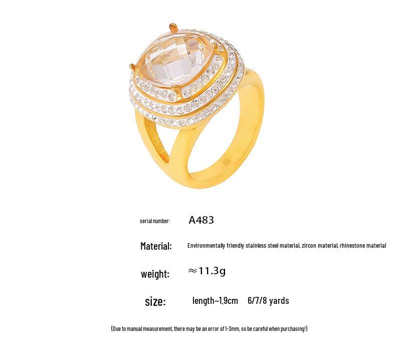 18k Gold-Plated Geometric Zircon Multi-layer Ring for Women