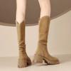 Show leg thin~ knight boots women's autumn and winter 2025 new pleated stack sleeve high boots European and American leather cowboy boots