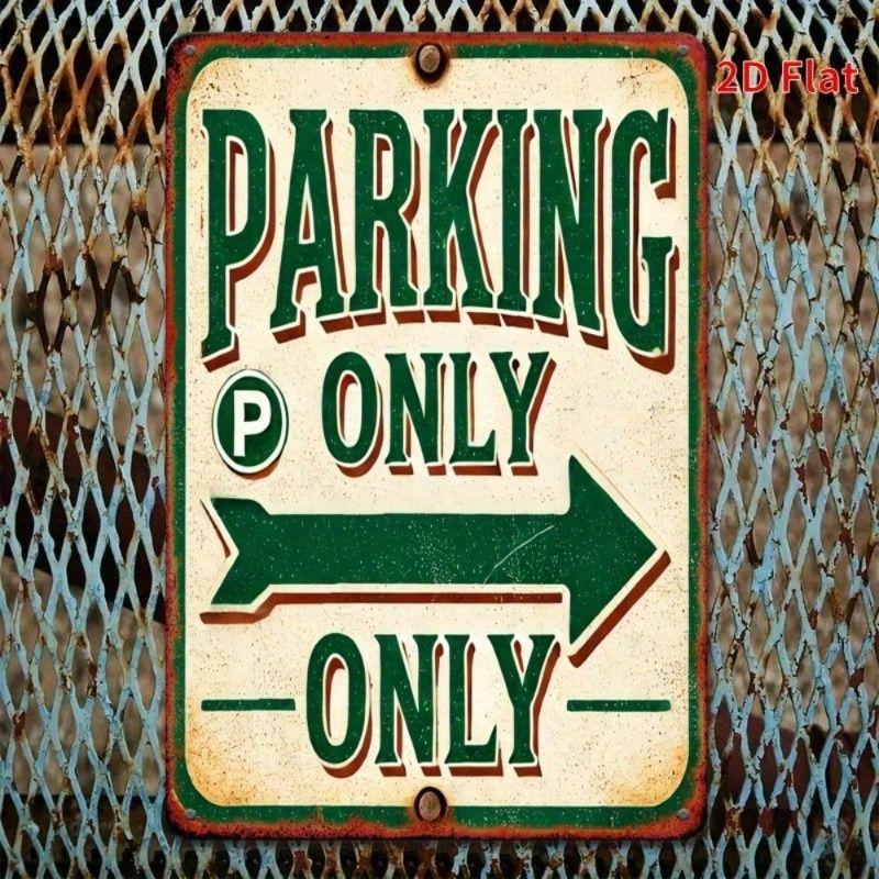Metal Sign Vintage Parking Only with Green Arrow Retro Tin Poster for Wall Garage Decor 12x8 Inch