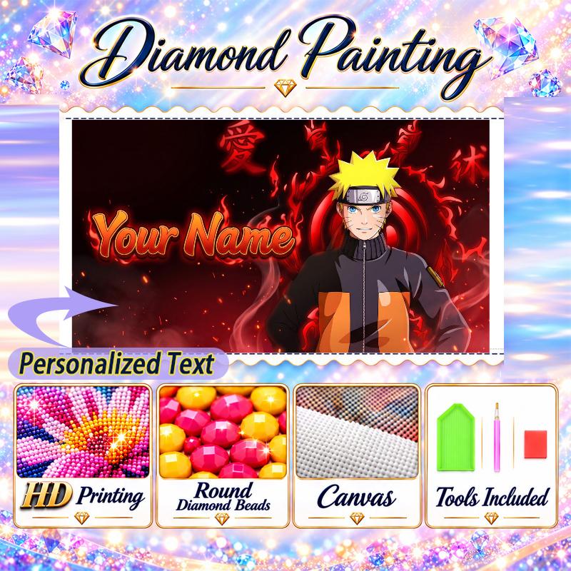 Personalized Naruto Uzumaki Diamond Art Custom Name 5D Diamond Painting Full Drill DIY Craft