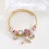 Gold Plated Bracelet for Women with Diamond Inlay, Fish Tail Dolphin Alloy Pendant, Adjustable Wristband