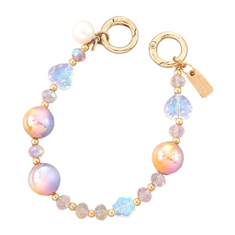 Beaded Phone Bracelet Strap,Phone Beaded Wrist Strap Phone Bracelet Lanyard for Women Phone Keychains Charm