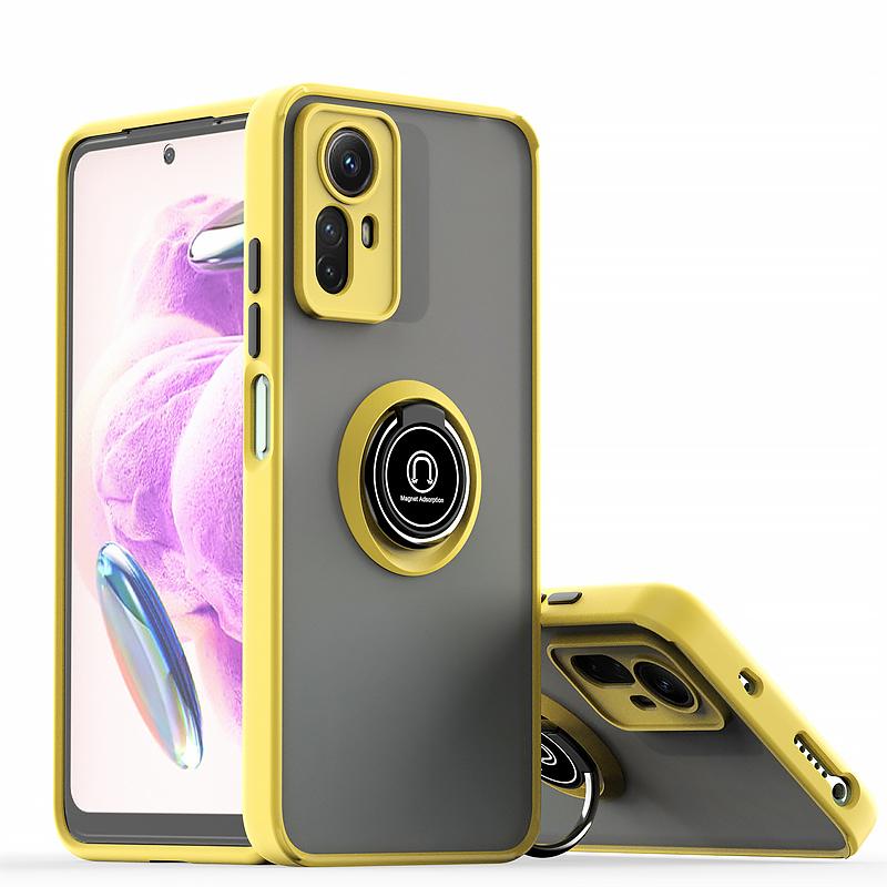 

For Xiaomi Redmi Note 12S Case Translucent Hard Armor PC Phone Cover for Redmi Note12S 12 S Car Magnetic Metal Ring Holder Funda Redmi Note 12S