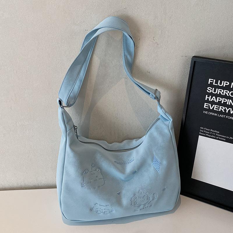 

2025 new Korean casual style simple tote bag, students commute in class, foreign style, lazy feeling, messenger bag woman