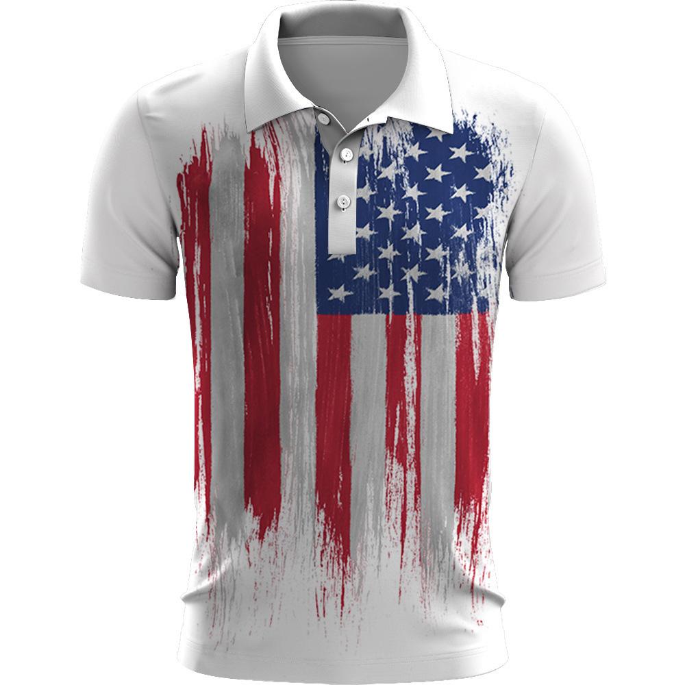 Independence Day 3D Printed Men'S Short Sleeve Polo Shirt Casual Sports Trend Top