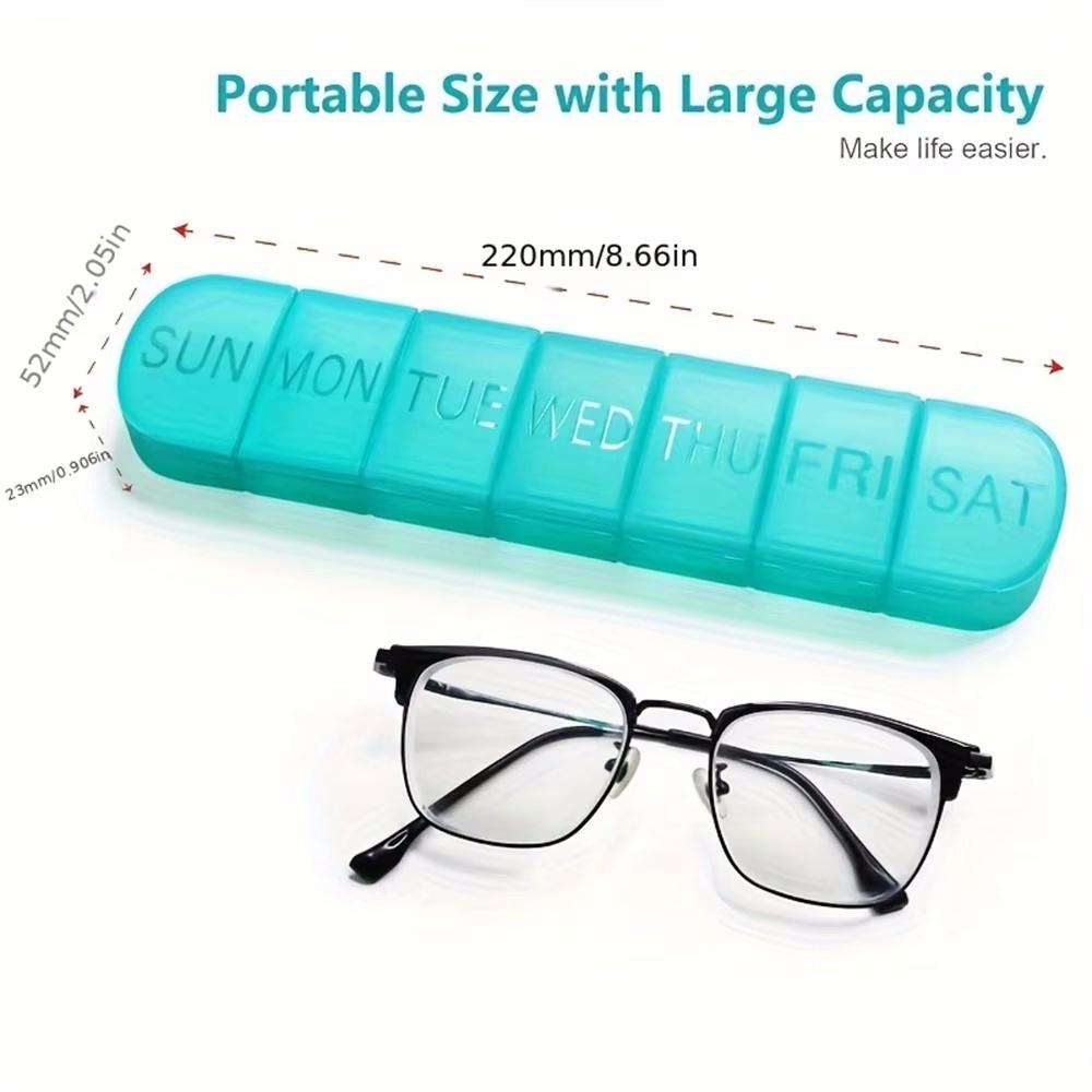 Portable Weekly Pill Box 7-Day Medication Dispenser Large Capacity Vitamin Box Individually Storage Sealed Long Pill Organizer
