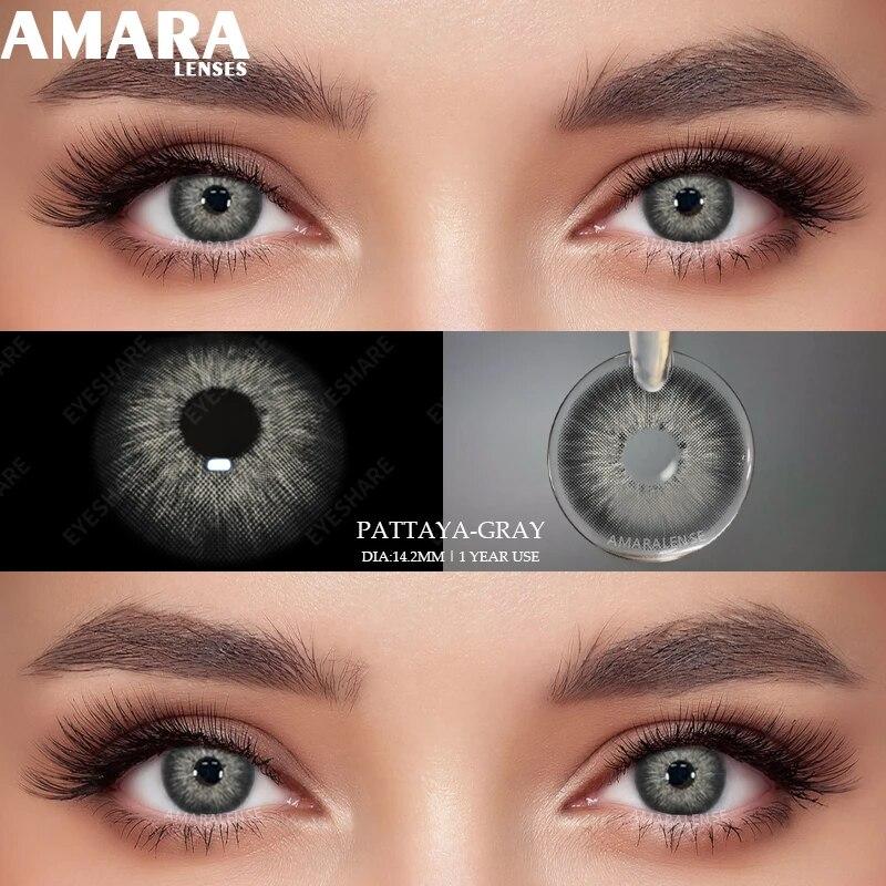 AMARA Blue Colored Contact Lenses for Big Eyes Fashion Lenses Cosmetic Soft Eye Beauty Pupils with Lens Case Exclusive Styles
