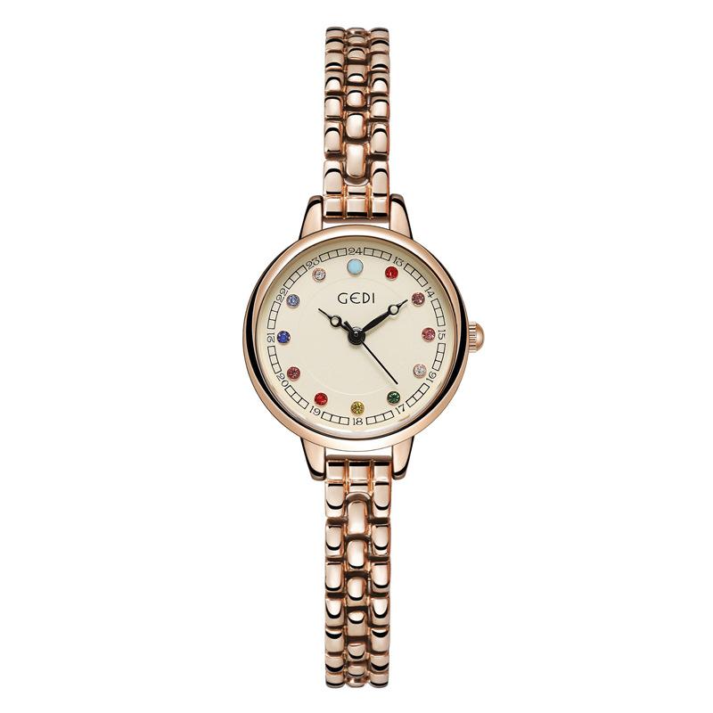 Colorful birthstone medieval watch niche high-value alloy bracelet watch women's exquisite waterproof steel belt watch