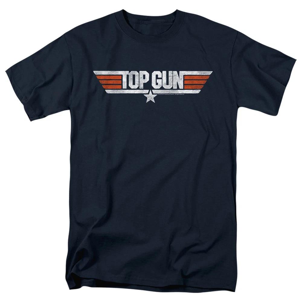 Top Gun - Distressed Logo - Unisex Short Sleeve Children s T-shirt - Blue 140