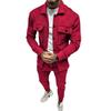 Men's Plus Size Suede Jacket & Pants 2-Piece Set - Spring/Autumn