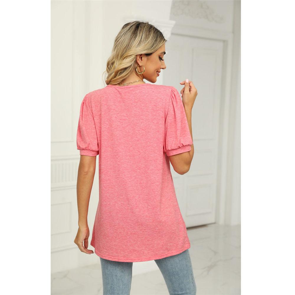 Womens Summer Tops Square Neck Puff Sleeve T Shirts Loose Casual Tshirts