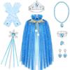 Frozen, Children's Girl, Wallet, Crown Magic Wand, Necklace, Gloves, Set, Elsa Princess Sparkling Cloak