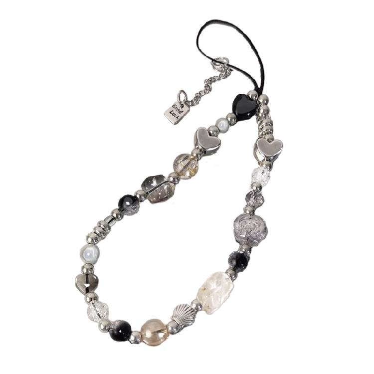 Elegant Flower Bead Pendant Accessory Y2K Heart Phone Charm Strap Hangings Charm
