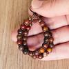 Handgjorda Retro Boho Chic Dangle-örhängen med Natursten och Pärlhänge Perfekta för Vardagsbruk och Festivaler