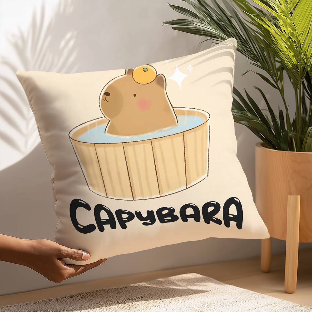 Kawaii C-CapybaraS Kissenbezug Plüschstoff Weicher Kissenbezug Beidseitig bedruckt Kissenbezug Haushaltsgeschenke