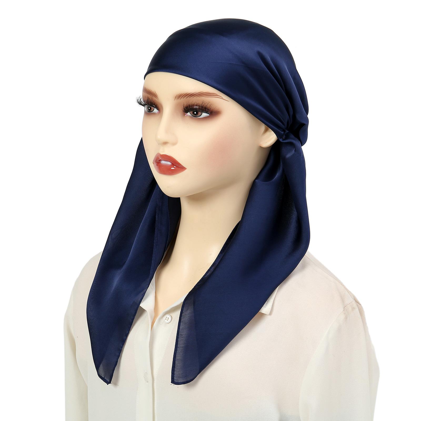 

JYL TS DIY Цветочный тюрбан-шляпа Декор пуговицами Повязка на голову Сатиновая ткань Navyblue cg красный